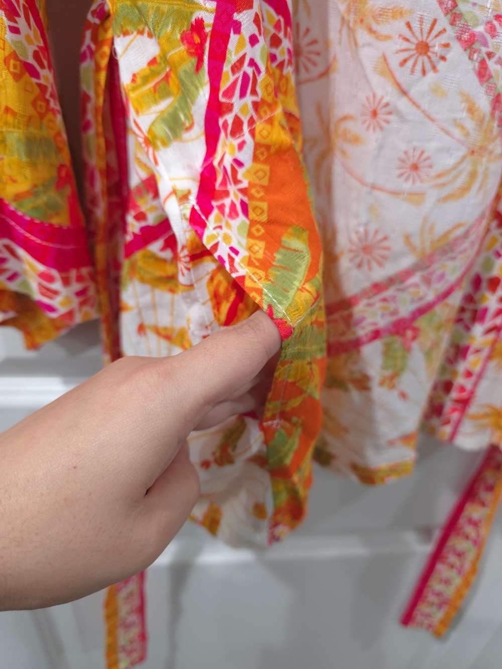 Haute Hippie Vibrant Multicolor Pineapple Floral Tie-Waist Kimono Cardigan, Nwot - Picture 9 of 16